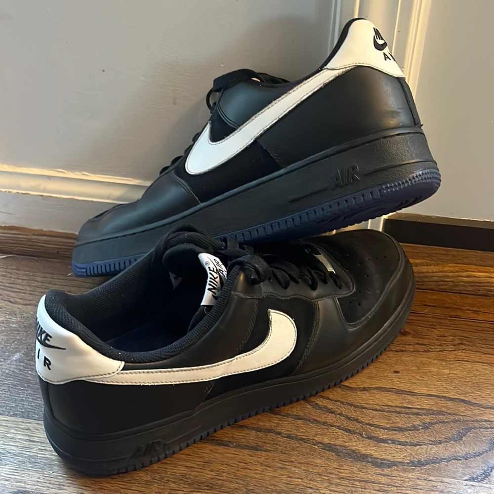 Nike Air Force 1 – Black – Old Royal – White leather size 14